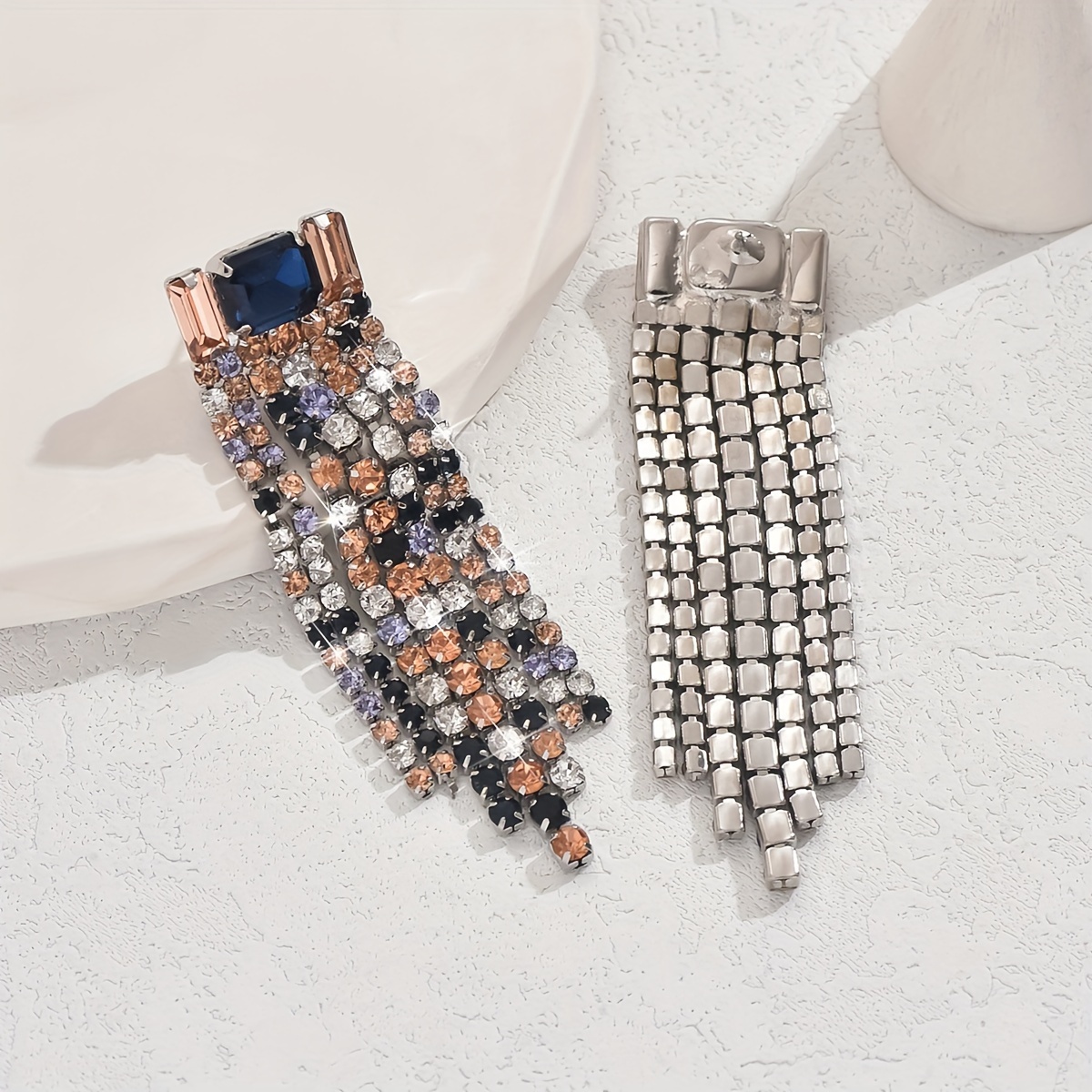 Sparkling Tassel Dangle Earrings with Rhinestones - Perfect for Weddings